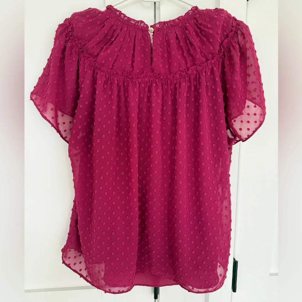 J. Crew Dotted Raspberry Blouse - Picture 2 of 10